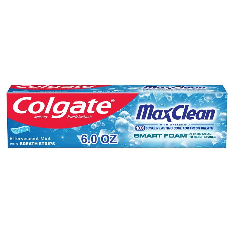 Max Clean Smart Foam Whitening Toothpaste, Effervescent Mint