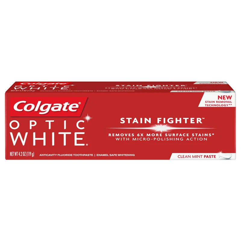 Optic White Stain Fighter with Baking Soda Toothpaste, Stain Removal Toothpaste