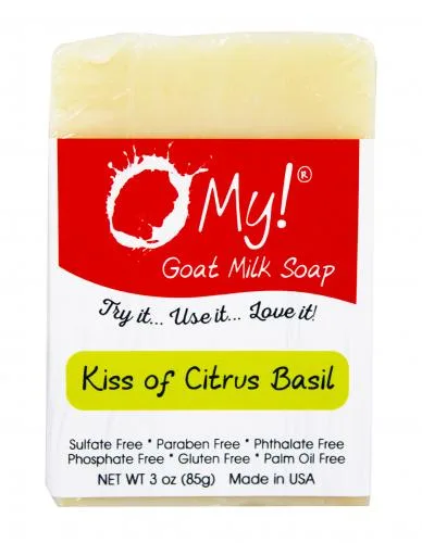 ! Goat Milk Bath & Body Soap, Kiss of Citrus Basil (2018 formulation)