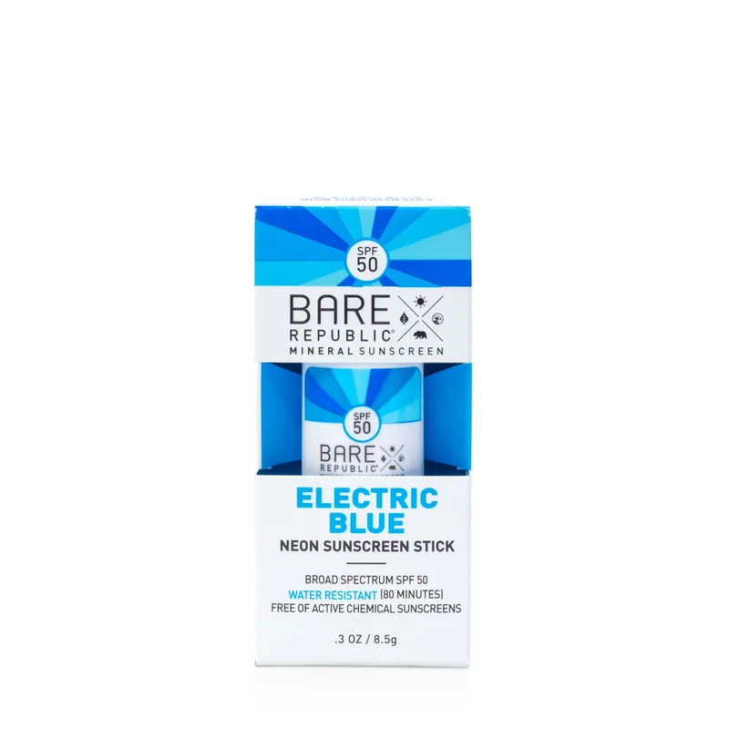Neon Sunscreen Stick, Electric Blue, SPF 50