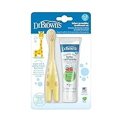 infant-to-toddler toothbrush set (with baby toothpaste, strawberry flavor)