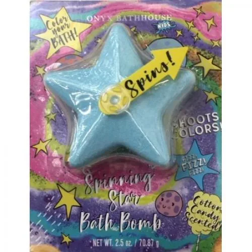 Bathhouse Kids Spinning Star Bath Bomb, Cotton Candy Scented (2019 formulation)