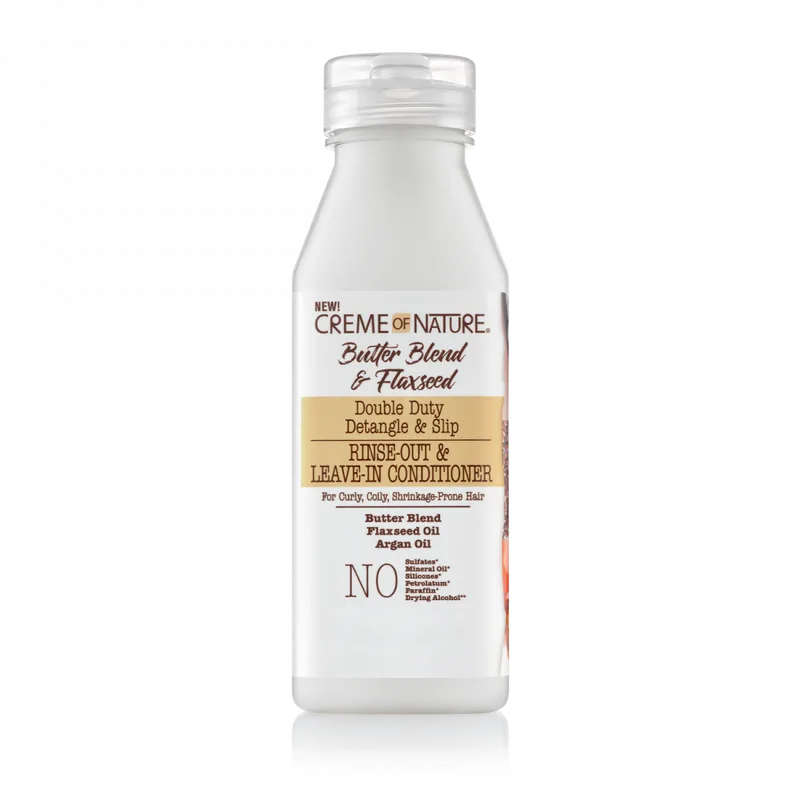 BUTTER BLEND & FLAXSEED Double Duty Detangle & Slip Rinse-Out & Leave-In Conditioner