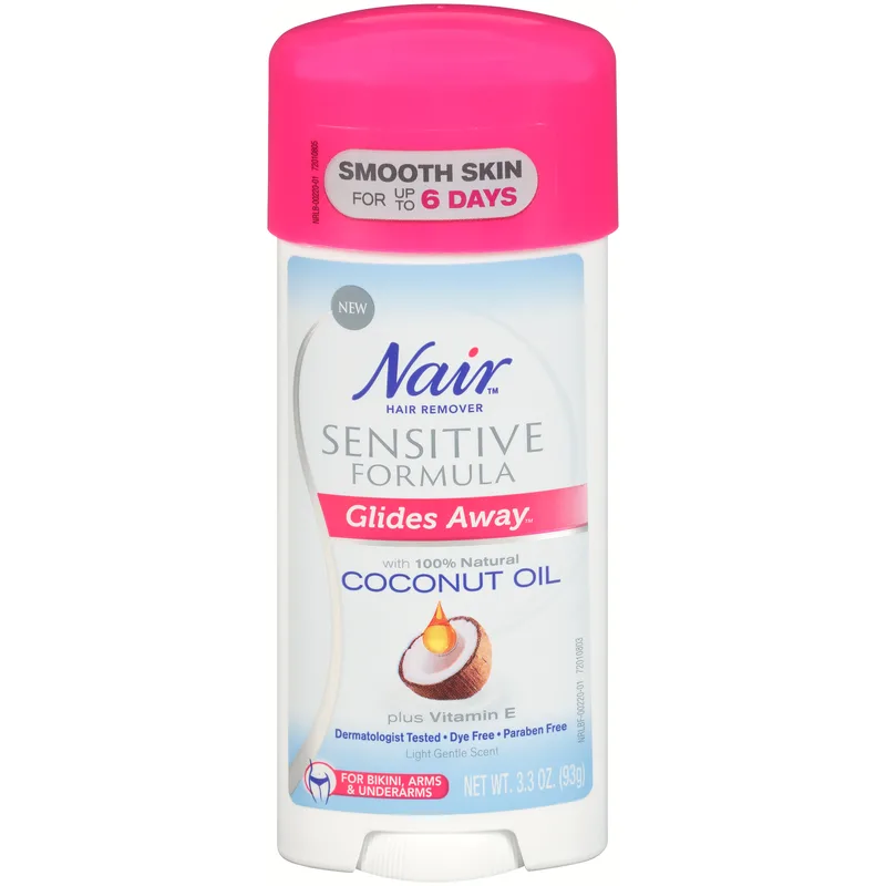 Hair Remover Sensitive Formula Glide on Depilatory Cream, Natural Coconut Oil