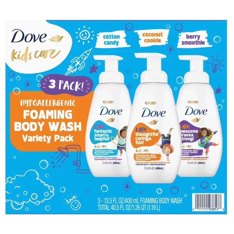 Kids Care Foaming Body Wash Variety Pack 13.5 Fluid Ounce (Pack of 3)