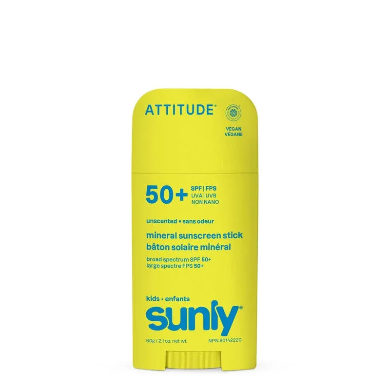 Sunly Kids Mineral Sunscreen Stick, Unscented, SPF 50+