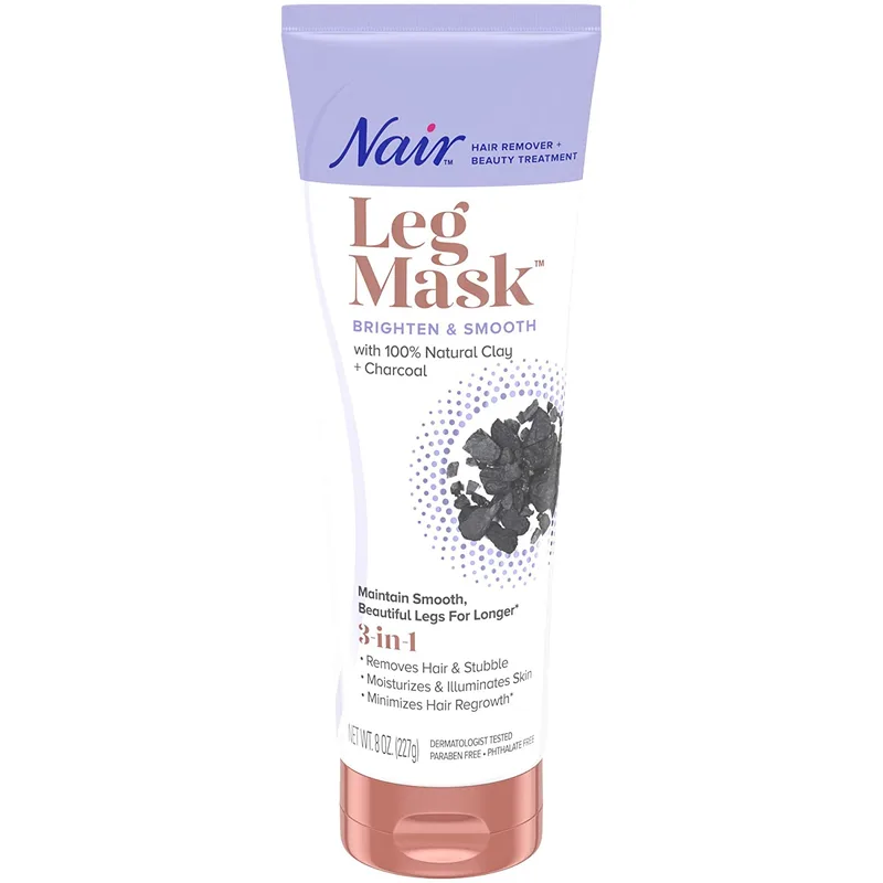 Brighten & Smooth 3 in 1 Hair Remover + Beauty Treatment With 100% Natural Clay + Charcoal Leg Mask (2019 formulation)