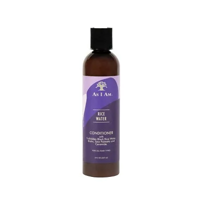 Rice Water Conditioner for Breakage Repair and Moisture Support for Weak Hair 8 fl.oz. with Forbidden Black Rice, Saw Palmetto, Biotin