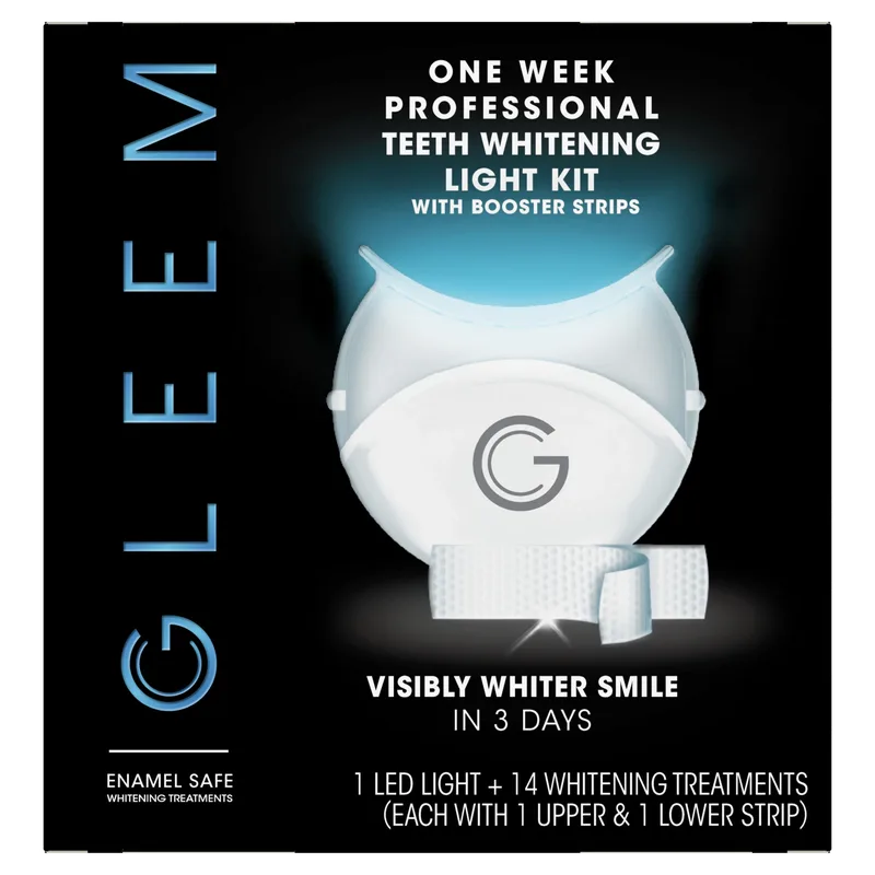 Gleem One Week Professional Teeth Whitening Light Kit with Booster strips (2020 formulation)
