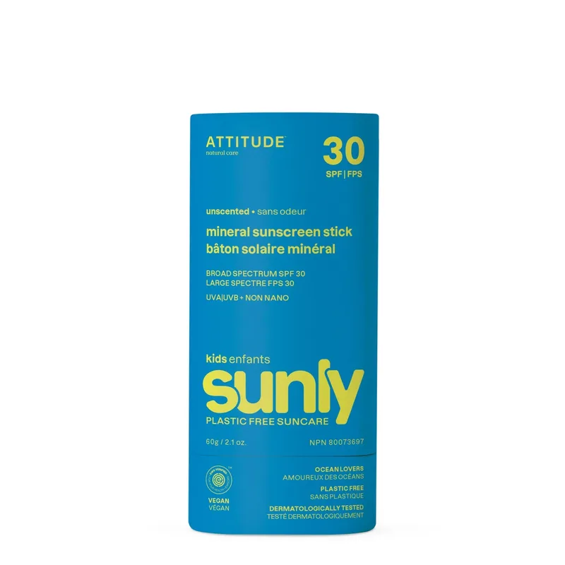 Sunly Kids Mineral Sunscreen Stick, Unscented, SPF 30