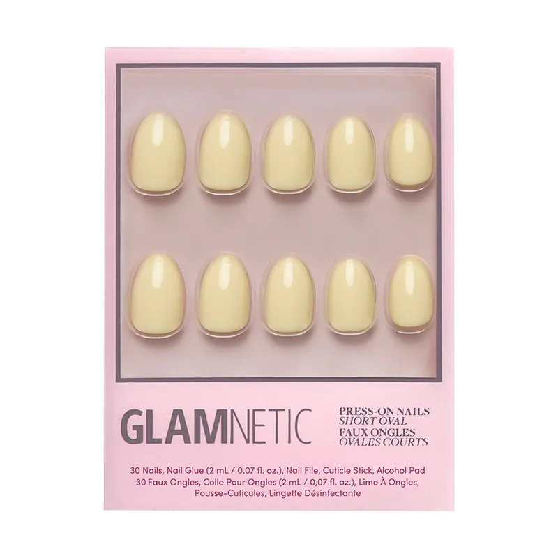 Short Press on Nails, Pastel Yellow