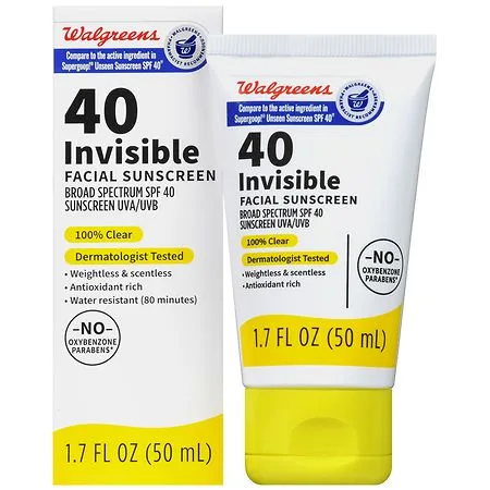 Invisible Facial Sunscreen Lotion, SPF 40