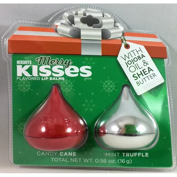 Merry Kisses Flavored Lip Balms, Candy Cane and Mint Truffle (2018 formulation)