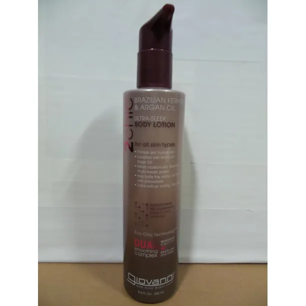 2 Chic Ultra Sleek Body Lotion for All Skin Types, Brazilian Keratin & Argan Oil (2020 formulation)