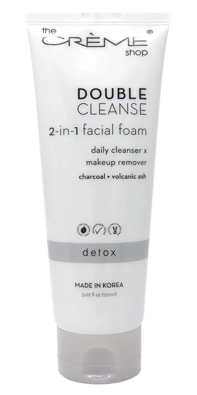 Double Cleanse 2 in 1 Facial Foam Daily Cleanser x Makeup Remover, Charcoal + Volcanic Ash