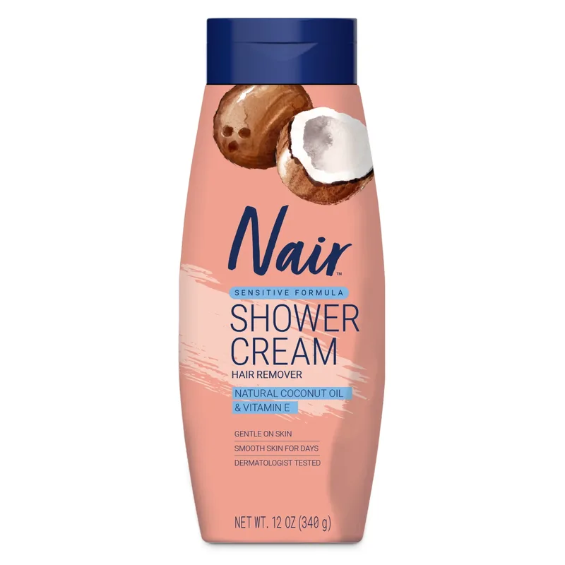 Sensitive Shower Cream Hair Remover, Coconut Oil & Vitamin E, Body Hair Removal Cream