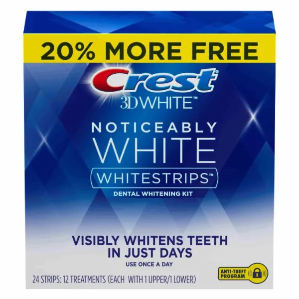 3 D White Noticeably White Whitestrips Dental Whitening Kit (2020 formulation)