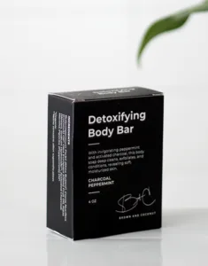 Brown and Coconut Detoxifying Body Bar, Charcoal Peppermint (2020 formulation)