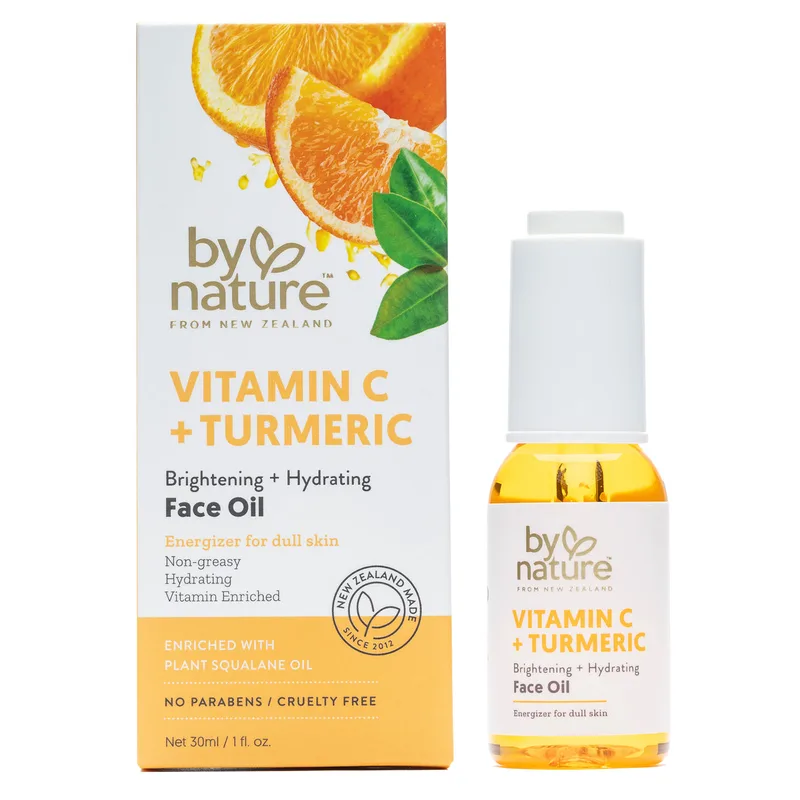 From New Zealand Vitamin C and Turmeric Face Oil, Brighten and Hydrate Skin for Dry Skin
