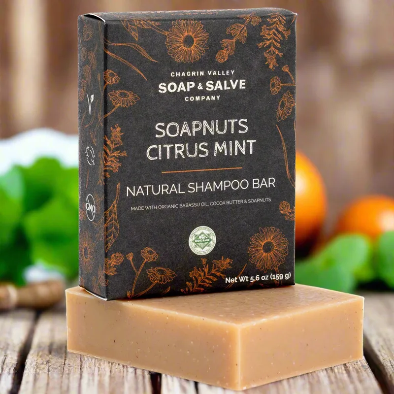 Chagrin Valley Soap and Salve Company Shampoo Bar, Soapnuts Citrus Mint