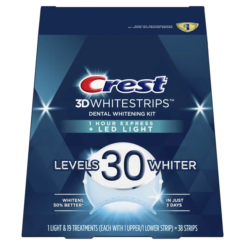 3D Whitestrips 1 Hour Express + Led Light Dental Whitening Kit