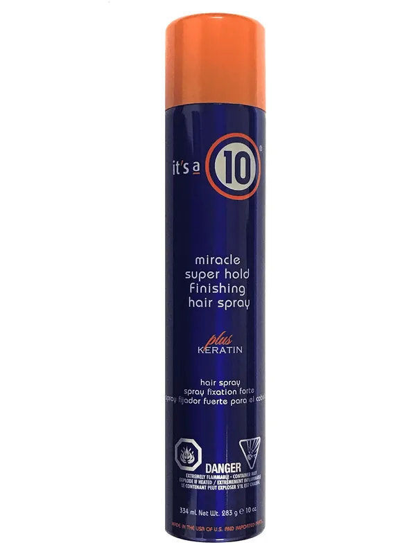 Miracle Super Hold Finishing Spray Plus Keratin 10 Oz, Firm Hold, Long Lasting And Humidity Resistant