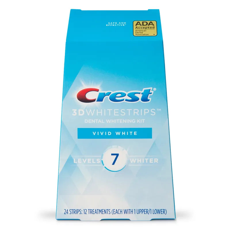 3D Whitestrips Vivid White Teeth Whitening Kit with Hydrogen Peroxide