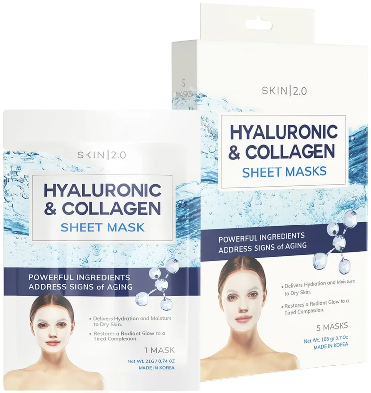 2.0 Hyaluronic Acid and Collagen Sheet Face Mask