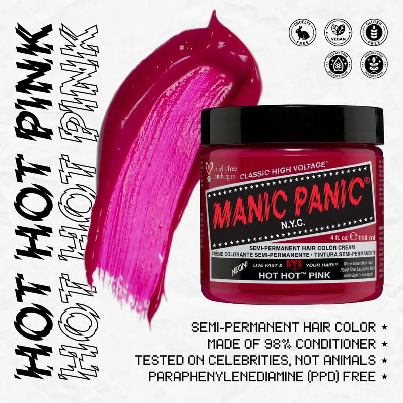 Semi Permanent Hair Color Cream Classic High Voltage, Hot Hot Pink