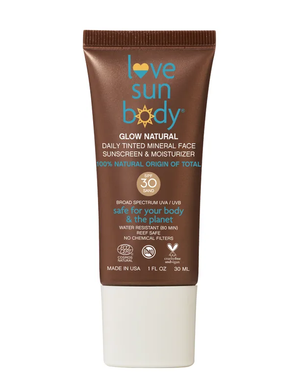 Glow Natural Daily Tinted Mineral Face Sunscreen & Moisturizer Lotion, Sand, SPF 30