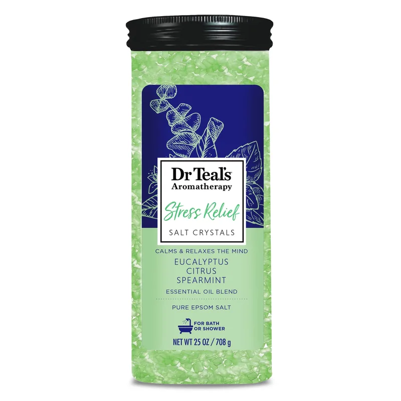 Aromatherapy Stress Relief Salt Crystals with Eucalyptus, Citrus, & Spearmint