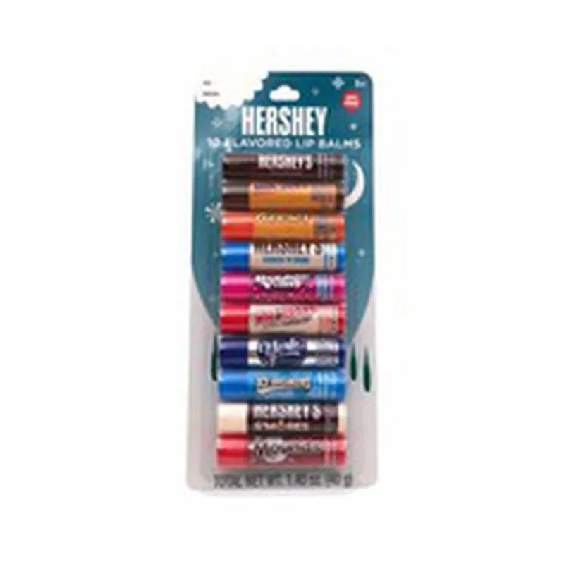 10 Flavored Lip Balms, Cool Mint, Peppermint, Chocolate Covered Malted, Bubble Gum, Peanut Butter & Chocolate, Chocolate and Caramel, Chocolate, Cool Mint, Peppermint, Chocolate Covered Malted, Bubble Gum, Peanut Butter & Chocolate, Chocolate an