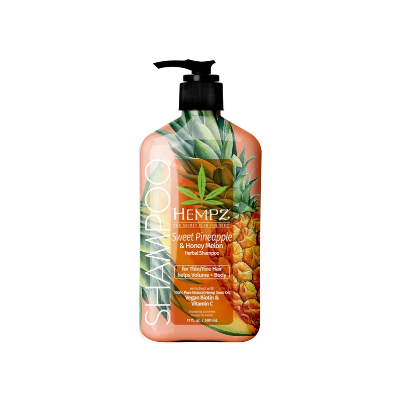Herbal Shampoo with Vegan Biotin & Vitamin C for Thin/Fine Hair, Sweet Pineapple & Honey Melon