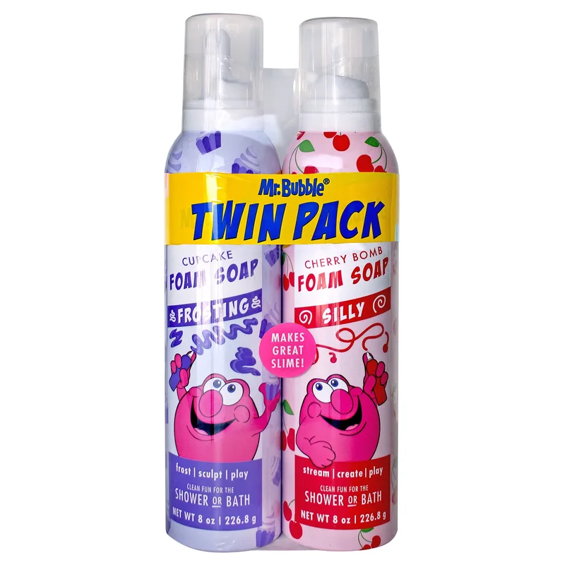 Foam Soap Twin Pack with Frosting & Silly Nozzles, Rotating Colors & Scents