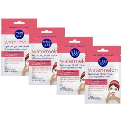 Watermelon 100% Cotton Biodegradable Sheet Mask - 4pk/