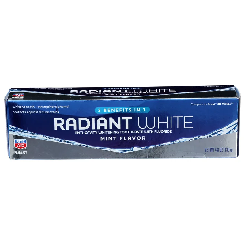 Radiant White Anti Cavity Whitening Toothpaste With Fluoride, Mint