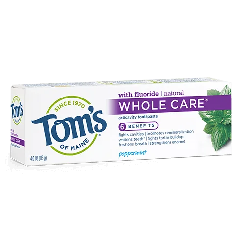 Whole Care Anticavity Toothpaste With Fluoride, Peppermint (2020 formulation)
