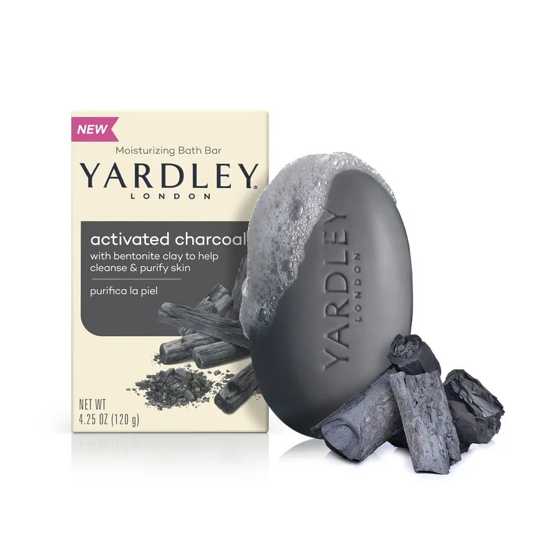 Yardley London Moisturizing Bath Bar, Activated charcoal (2020 formulation)