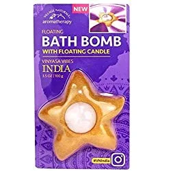 Village Naturals Aromatherapy, Floating Bath Bomb with floating candle (2020 formulation)