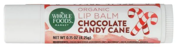 Organic Lip Balm, Chocolate Candy Cane (2020 formulation)