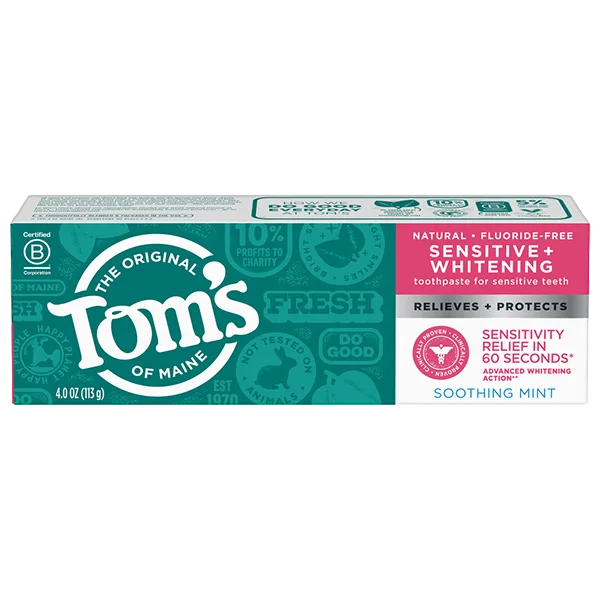 Sensitive + Whitening Fluoride Free Toothpaste, Soothing Mint, Soothing Mint