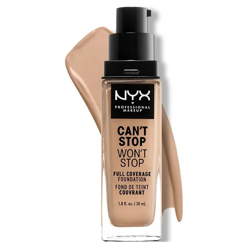 Can't Stop Won't Stop 24hr Full Coverage Liquid Foundation, Matte Finish, Waterproof, Medium Olive