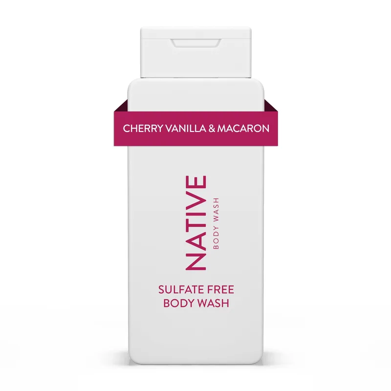 Natural Body Wash, Cherry Vanilla Macaron, Sulfate Free, Paraben Free