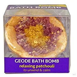 Village Naturals Aromatherapy, Geode Bath Bomb, Floating Salt Crystals, Relaxing Patchouli (2020 formulation)