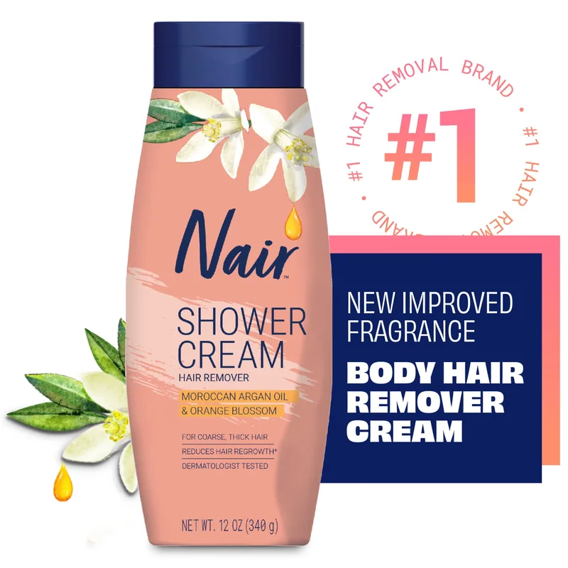 Shower Cream Hair Remover, Moroccan Argan Oil & Orange Blossom, Body Hair Removal Cream
