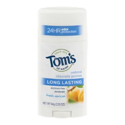 Long Lasting Natural Aluminum Free Deodorant Stick, Fresh Apricot (2019 formulation)