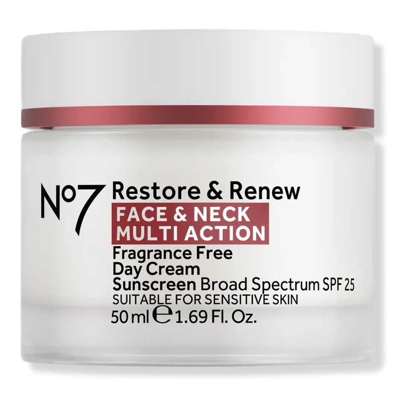 Restore & Renew Face & Neck Multi Action Day Sunscreen Cream, Fragrance Free, SPF 25